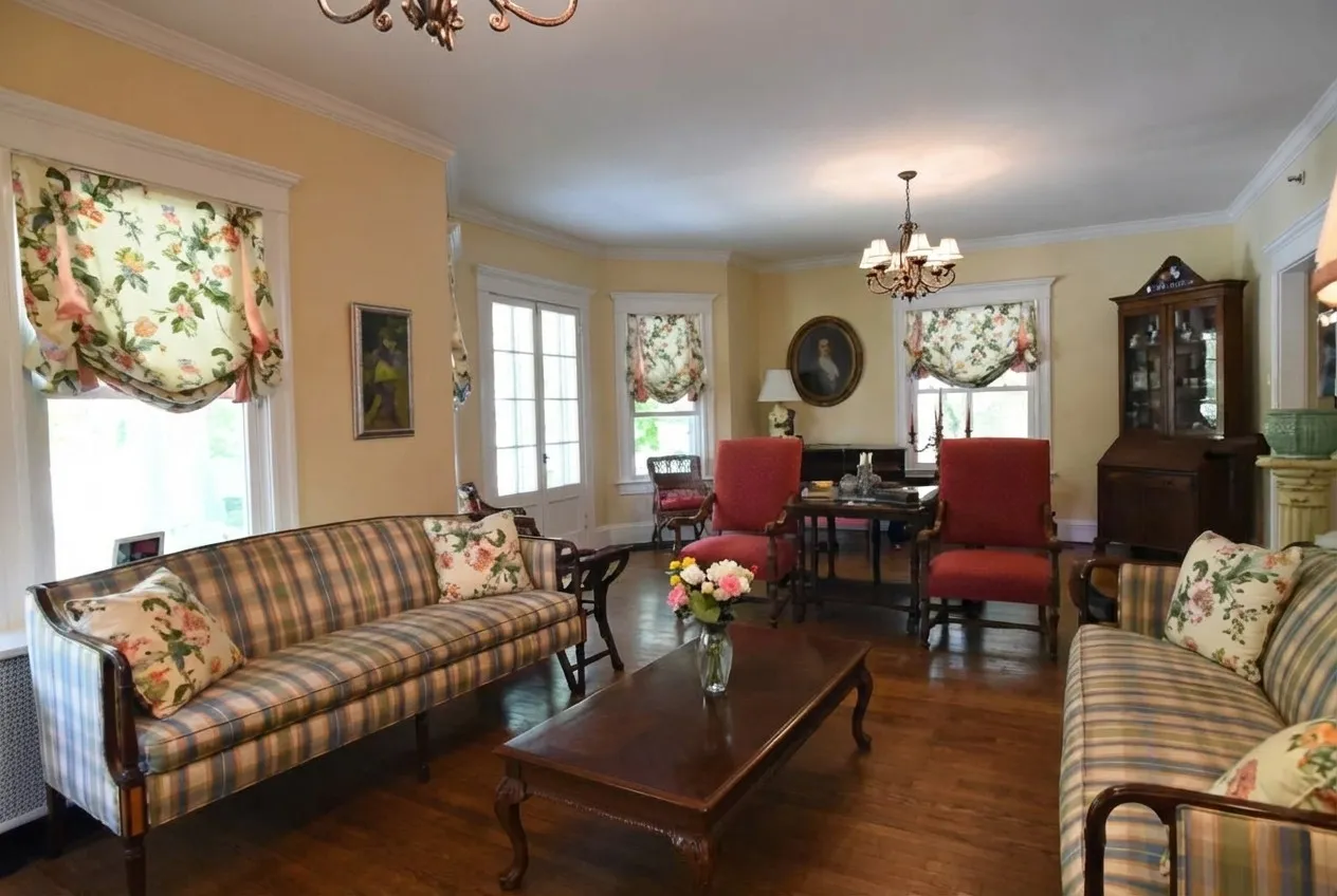 Living room with grand piano