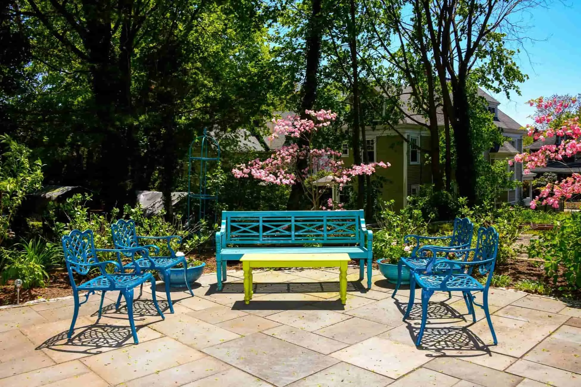 Bluestone patio with garden